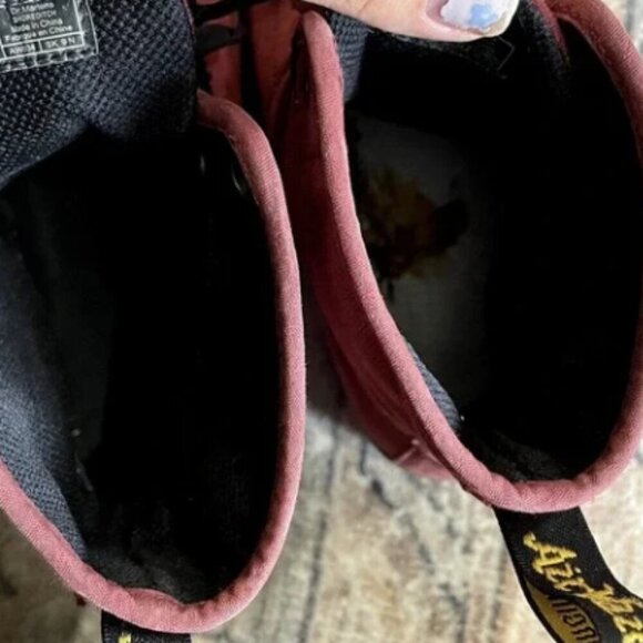 Dr. Martens Shoreditch Canvas Boots in Cherry Red Fabric Steampunk Boots SZ 8 - Picture 5 of 5